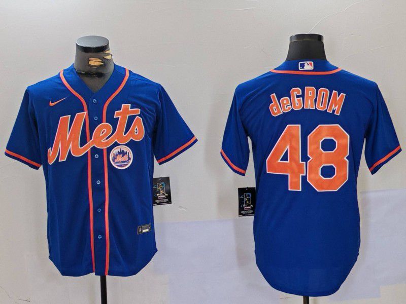 Men New York Mets #48 Degrom Blue Game 2024 Nike MLB Jersey style 3